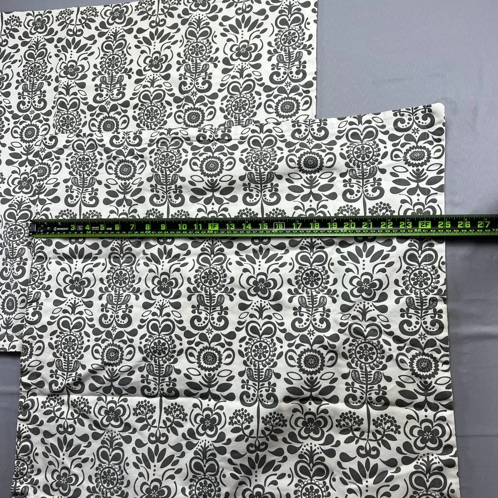 Set Of 2 Ikea Akerkulla Euro Square Pillow Shams White Gray Paisley (26